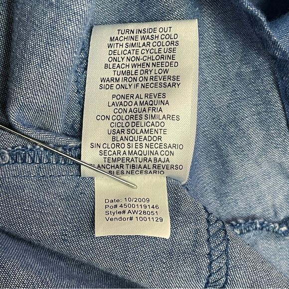 Y2K L.E.I. Chambray Sundress Juniors XL Blue Spaghetti Strap Smocked Back Dress - Picture 13 of 14